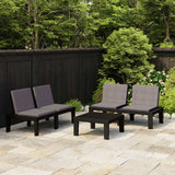 vidaXL 3-Piece Lounge Set with Cushions Plastic White