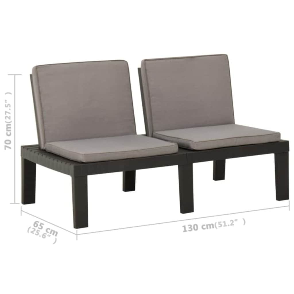 vidaXL 3-Piece Lounge Set with Cushions Plastic White