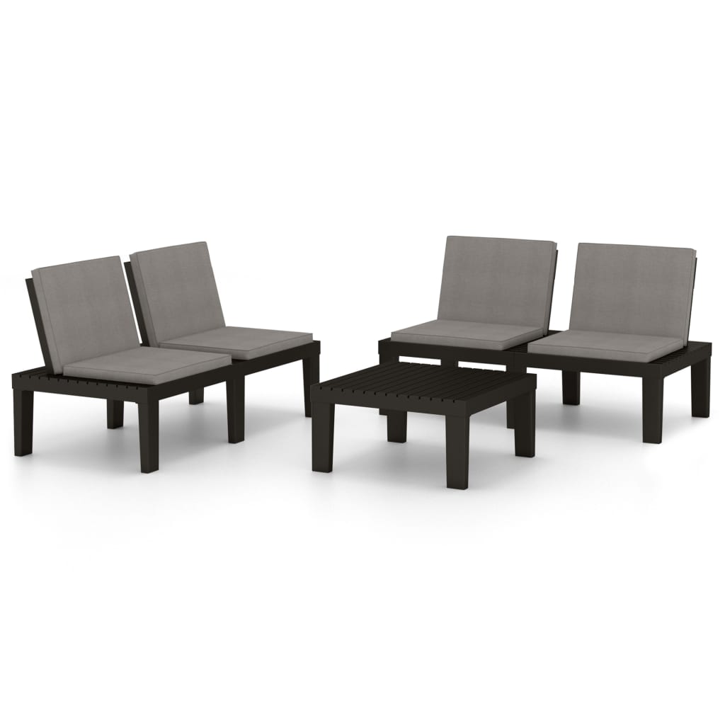 vidaXL 3-Piece Lounge Set with Cushions Plastic White