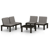 vidaXL 3-Piece Lounge Set with Cushions Plastic White