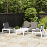 vidaXL 4-Piece Lounge Set with Cushions Plastic White