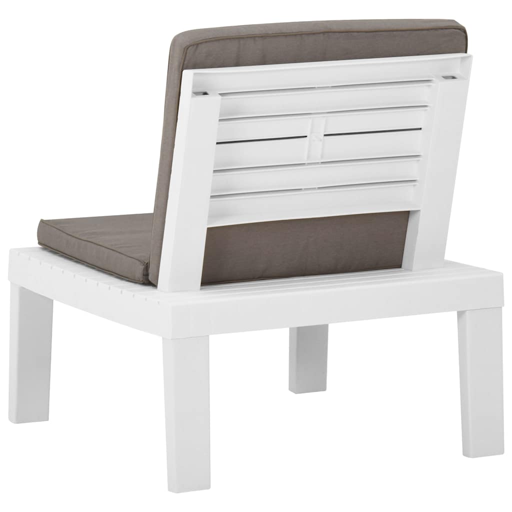vidaXL 4-Piece Lounge Set with Cushions Plastic White
