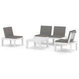 vidaXL 4-Piece Lounge Set with Cushions Plastic White