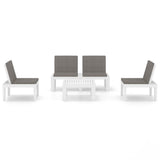 vidaXL 4-Piece Lounge Set with Cushions Plastic White