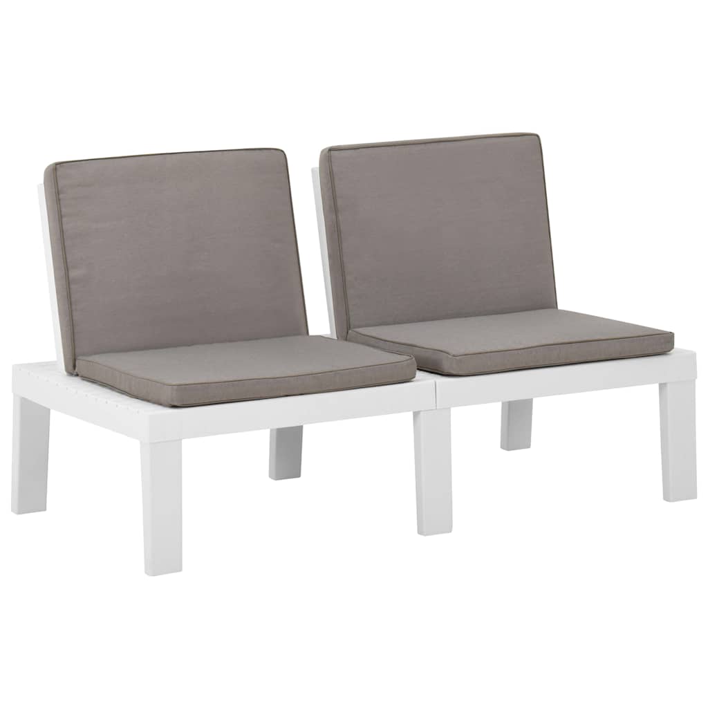 vidaXL 4-Piece Lounge Set with Cushions Plastic White