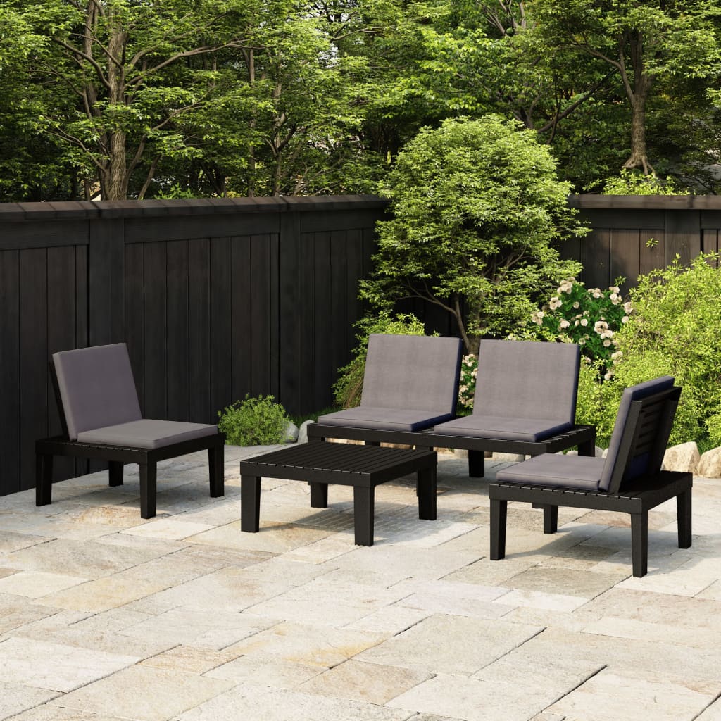 vidaXL 4-Piece Lounge Set with Cushions Plastic White