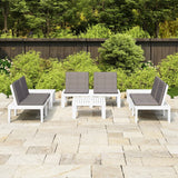 vidaXL 4-delige Loungeset met kussens kunststof wit