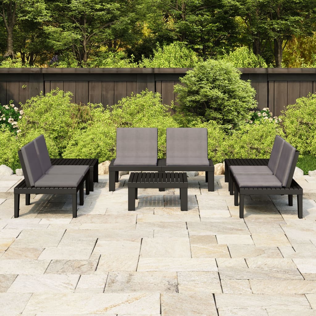 vidaXL 4-delige Loungeset met kussens kunststof wit