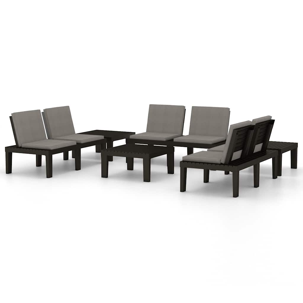vidaXL 4-delige Loungeset met kussens kunststof wit