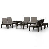 vidaXL 4-delige Loungeset met kussens kunststof wit
