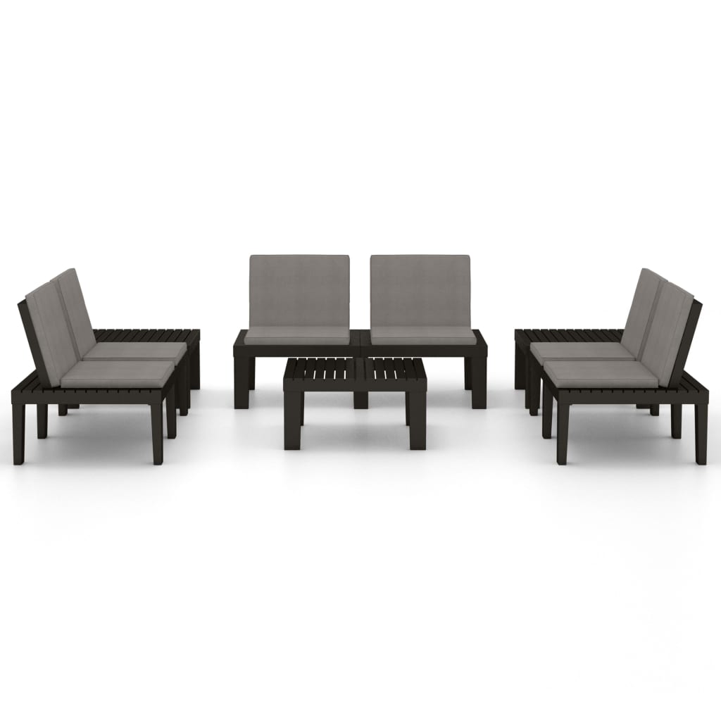 vidaXL 4-delige Loungeset met kussens kunststof wit