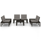 vidaXL 4-delige Loungeset met kussens kunststof wit
