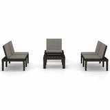 vidaXL 4-delige Loungeset met kussens kunststof wit