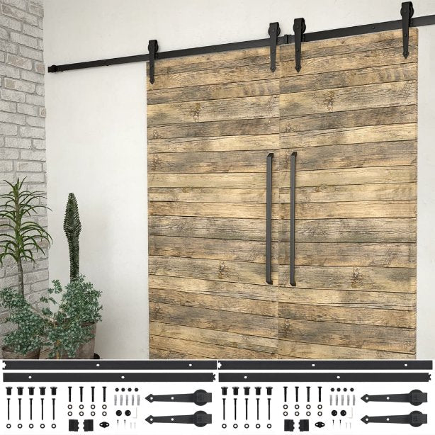 vidaXL Sliding Door Hardware Kit 183 cm Steel Black
