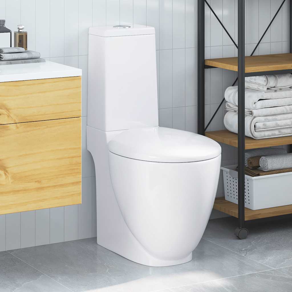 vidaXL Toilet Round Bottom Outlet Ceramic White