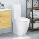 vidaXL Toilet rond afvoer onder keramiek wit