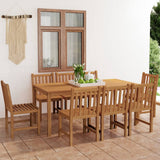 vidaXL 7-piece Garden Dining Set 180x90 cm Solid Teak Wood