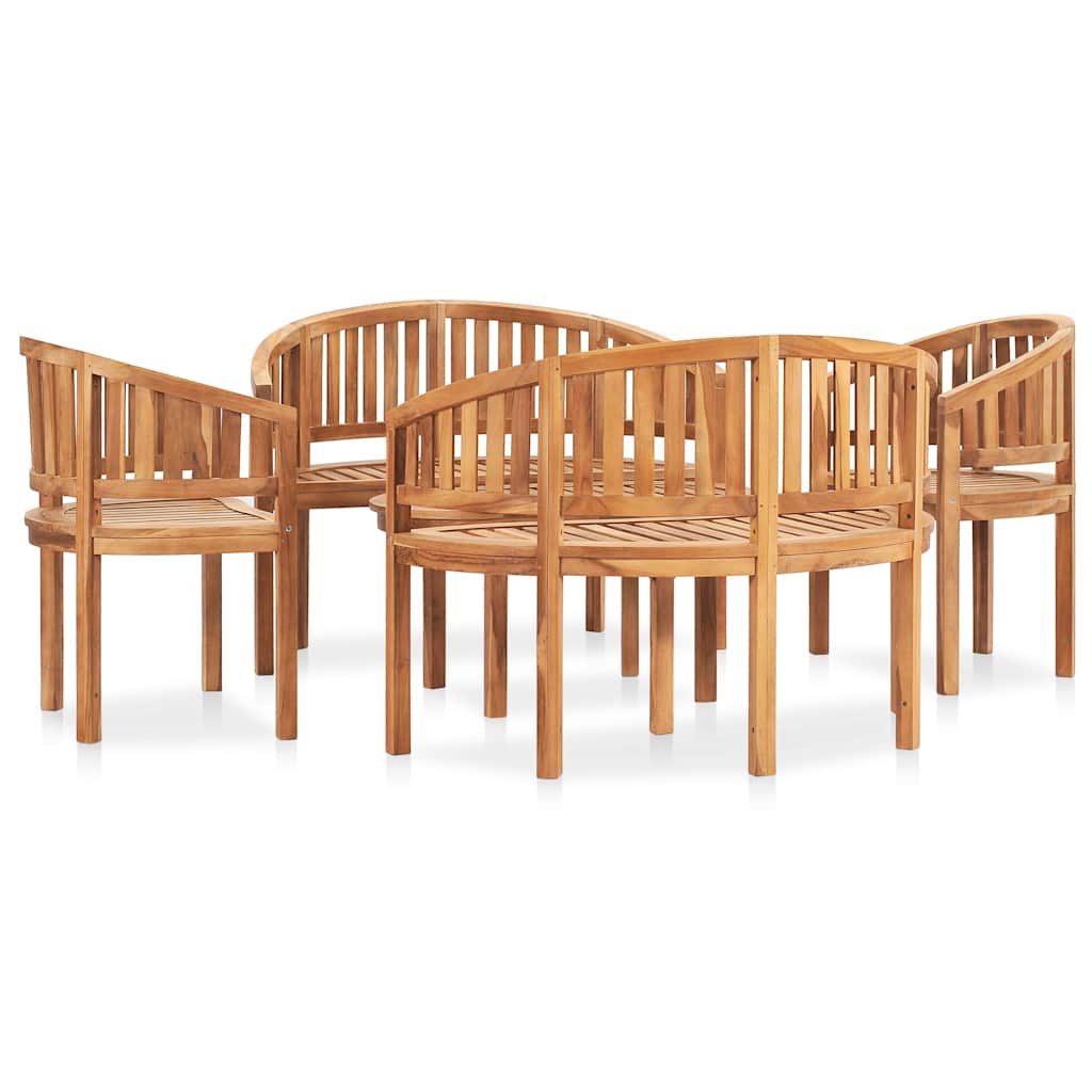 vidaXL 4-delige Loungeset banaanvormig massief teakhout