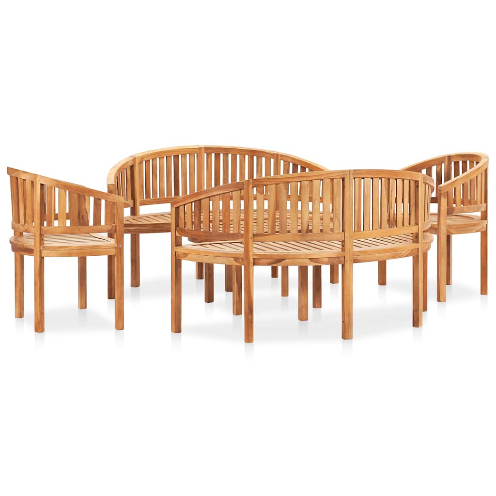 vidaXL 4-delige Loungeset banaanvormig massief teakhout
