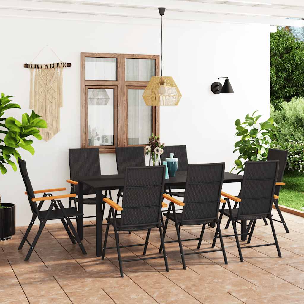 vidaXL 3-delige Tuinset zwart en bruin