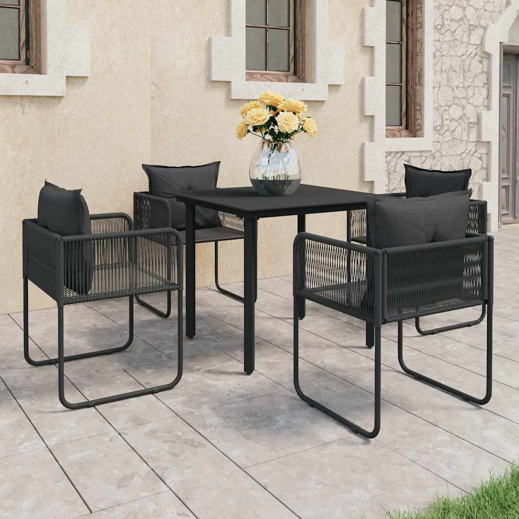 vidaXL 3-delige Tuinset PVC-rattan zwart