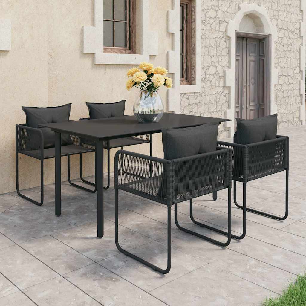 vidaXL 3-delige Tuinset PVC-rattan zwart