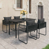 vidaXL 3-delige Tuinset PVC-rattan zwart