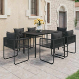 vidaXL 3-delige Tuinset PVC-rattan zwart