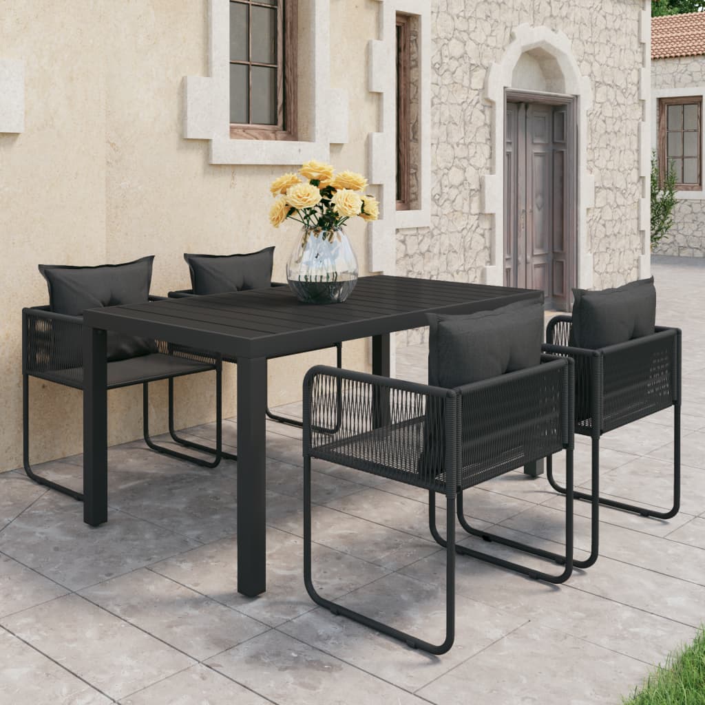 vidaXL 3-delige Tuinset PVC-rattan zwart