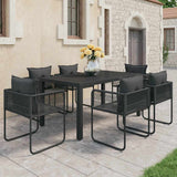 vidaXL 3-delige Tuinset PVC-rattan zwart