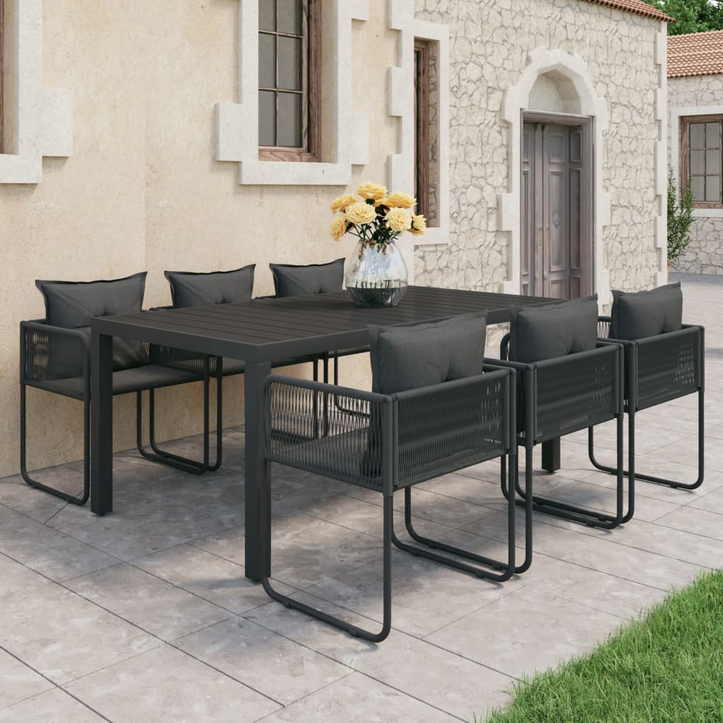 vidaXL 3-delige Tuinset PVC-rattan zwart