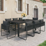 vidaXL 3-delige Tuinset PVC-rattan zwart