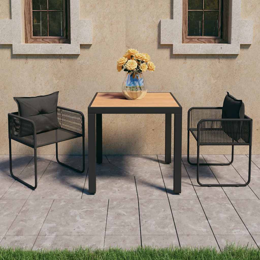 vidaXL 3-delige Tuinset PVC-rattan zwart