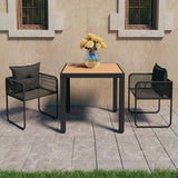 vidaXL 3-delige Tuinset PVC-rattan zwart