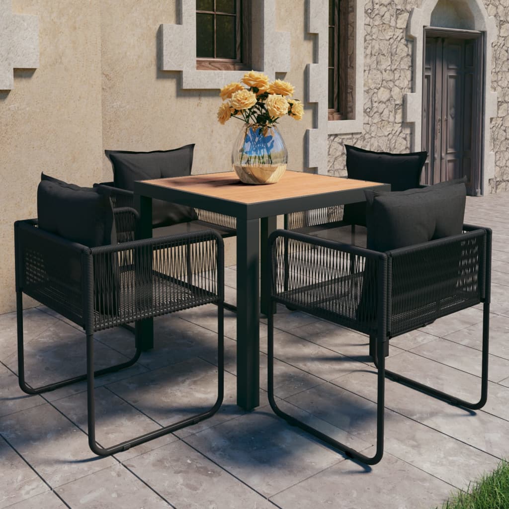 vidaXL 3-delige Tuinset PVC-rattan zwart