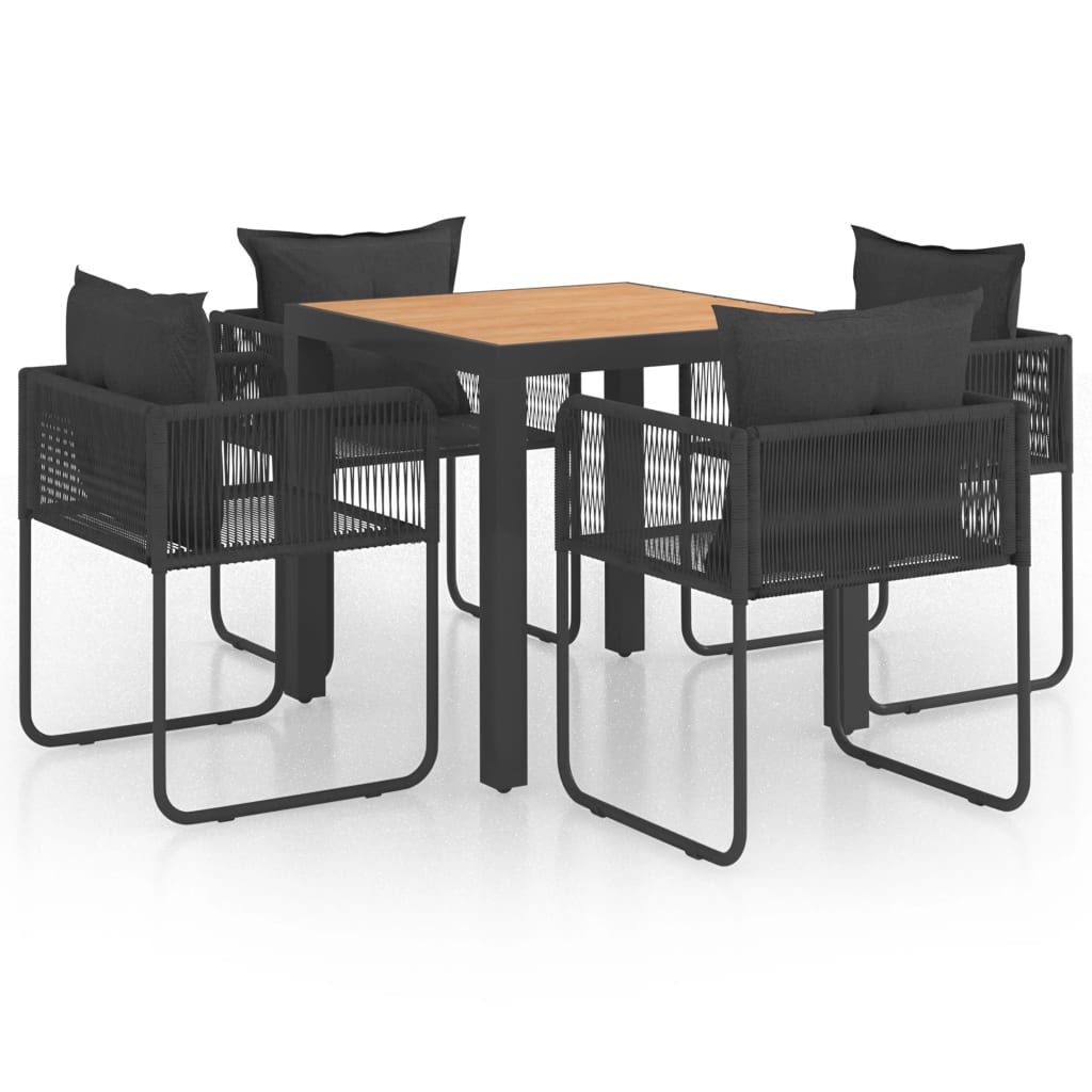 vidaXL 3-delige Tuinset PVC-rattan zwart