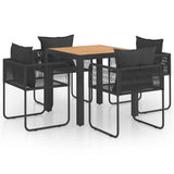 vidaXL 3-delige Tuinset PVC-rattan zwart