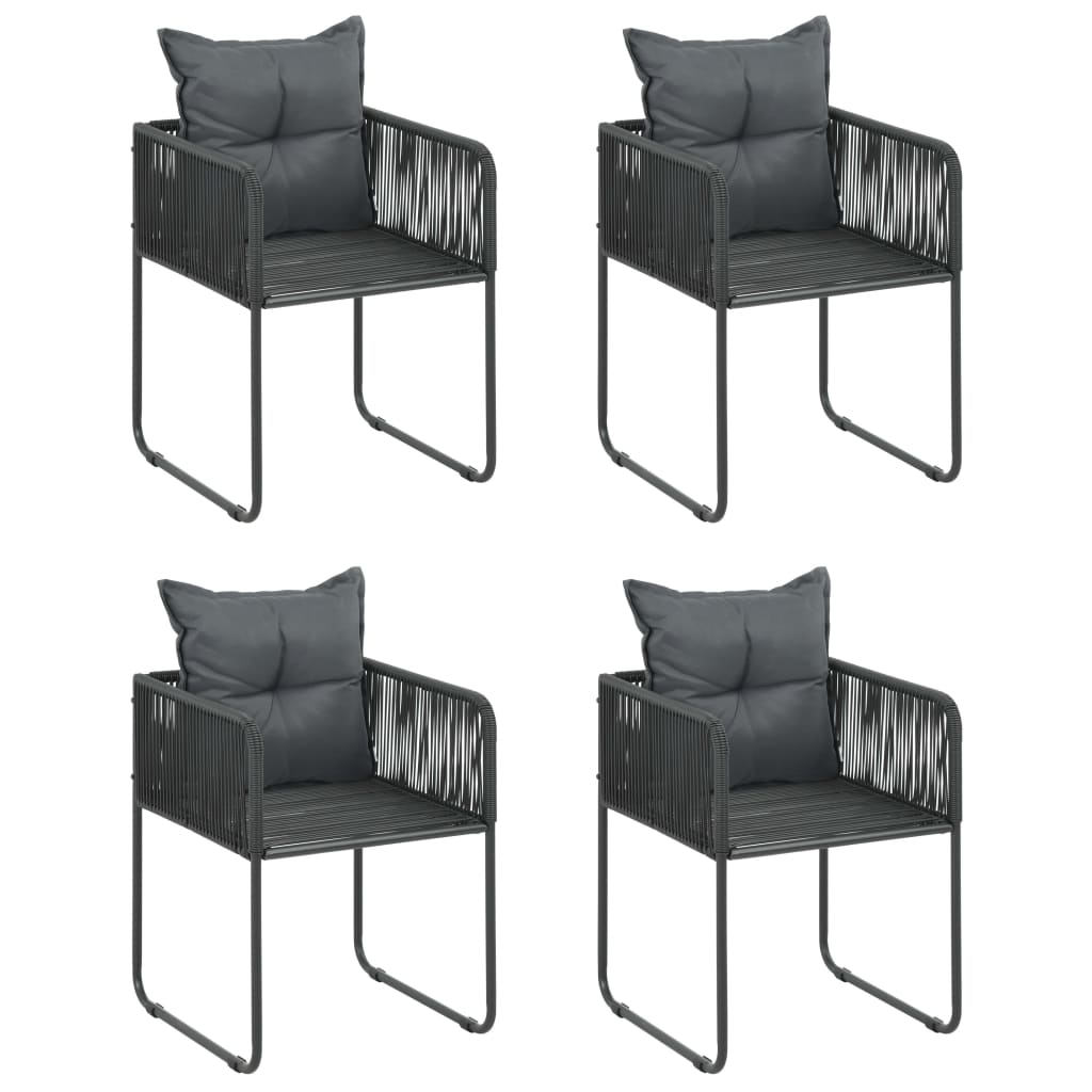 vidaXL 3-delige Tuinset PVC-rattan zwart
