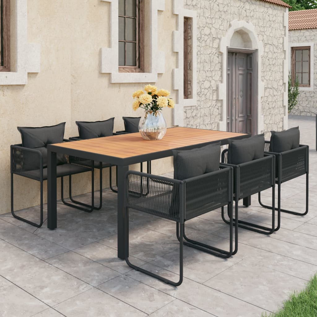 vidaXL 3-delige Tuinset PVC-rattan zwart
