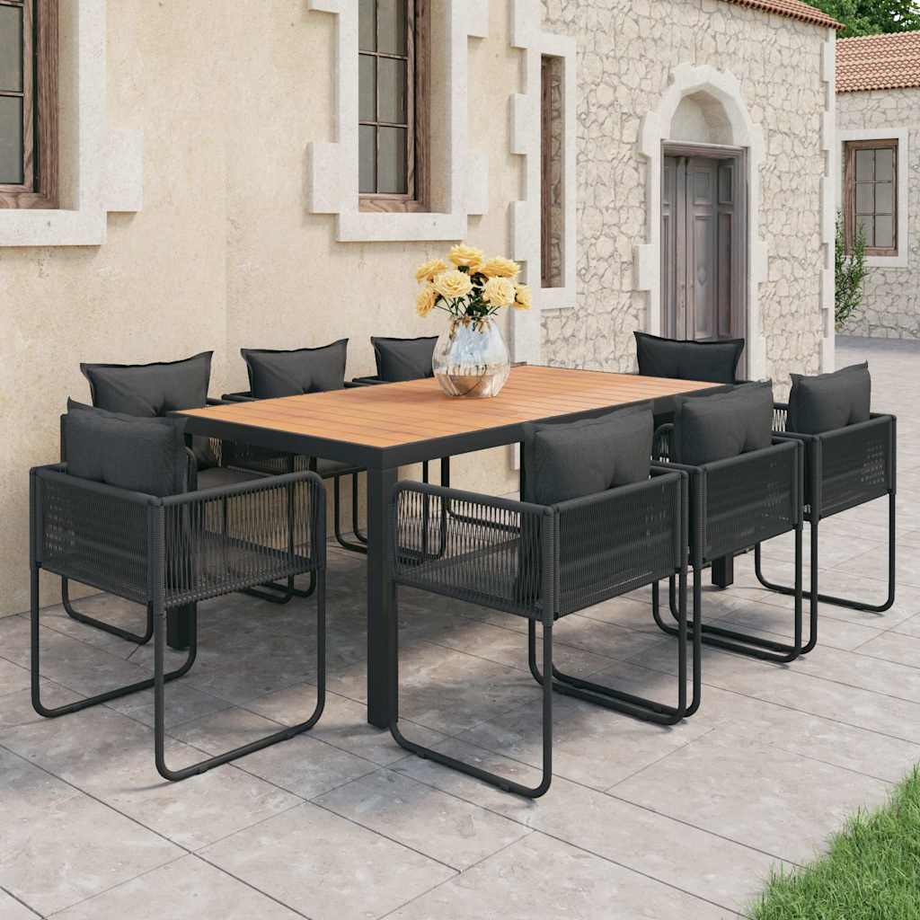 vidaXL 3-delige Tuinset PVC-rattan zwart