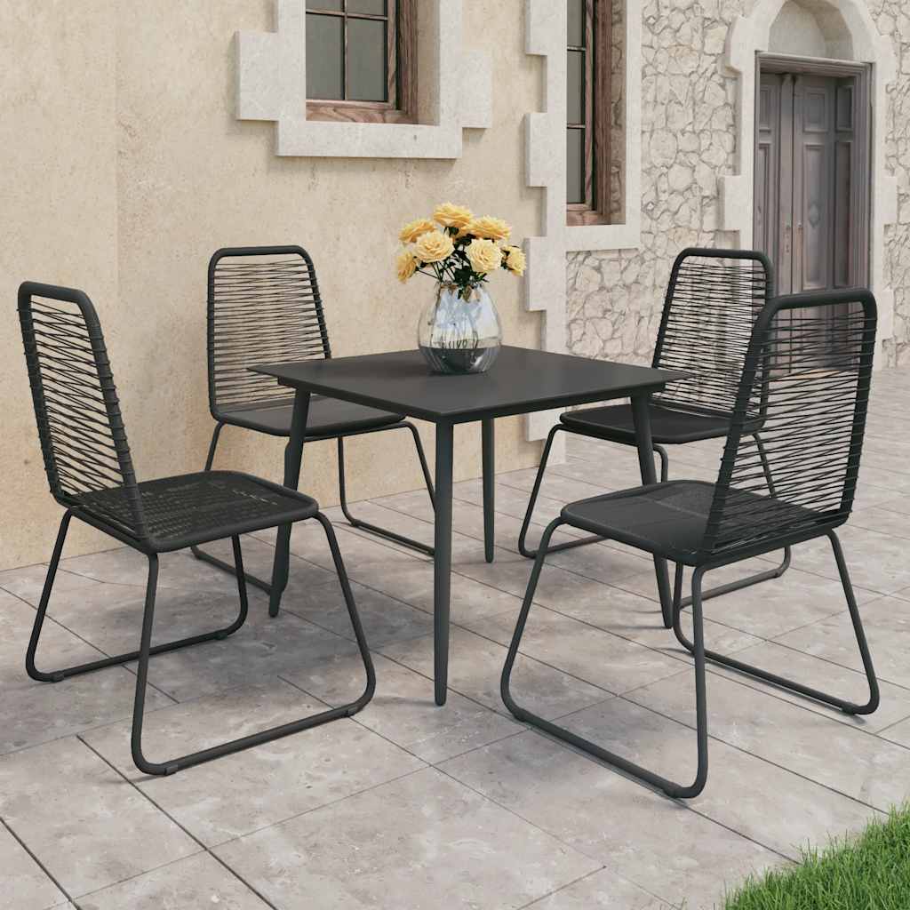 vidaXL 3-delige Tuinset PVC-rattan zwart