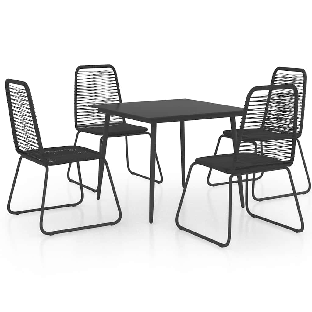 vidaXL 3-delige Tuinset PVC-rattan zwart