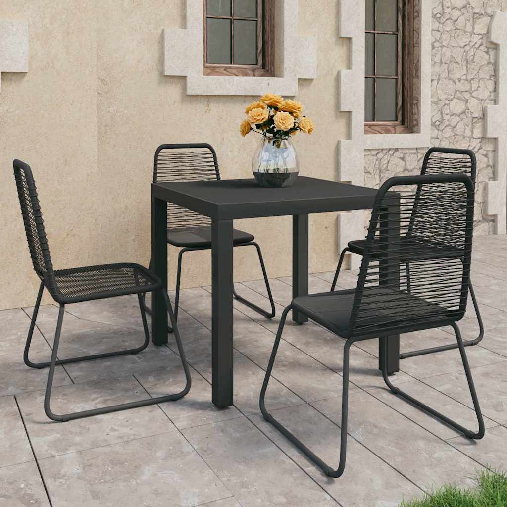 vidaXL 3-delige Tuinset PVC-rattan zwart