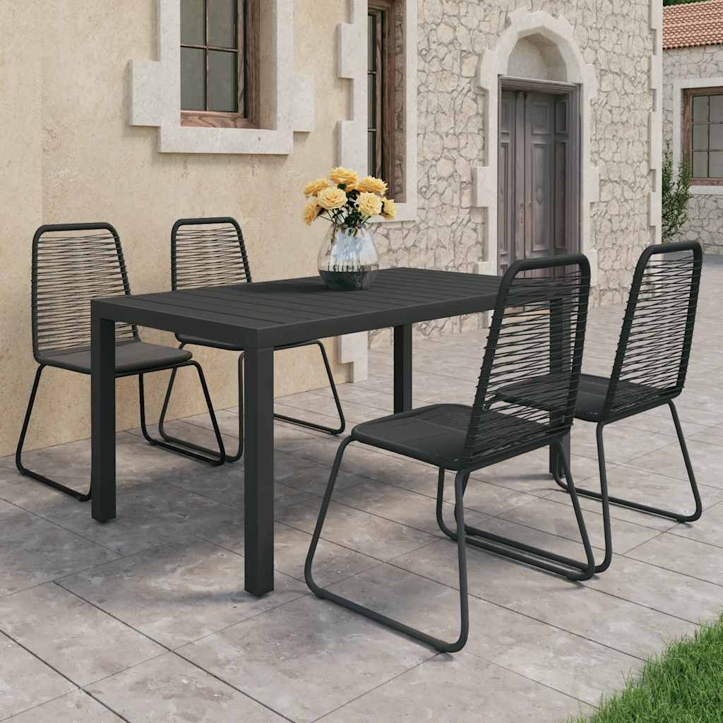 vidaXL 3-delige Tuinset PVC-rattan zwart