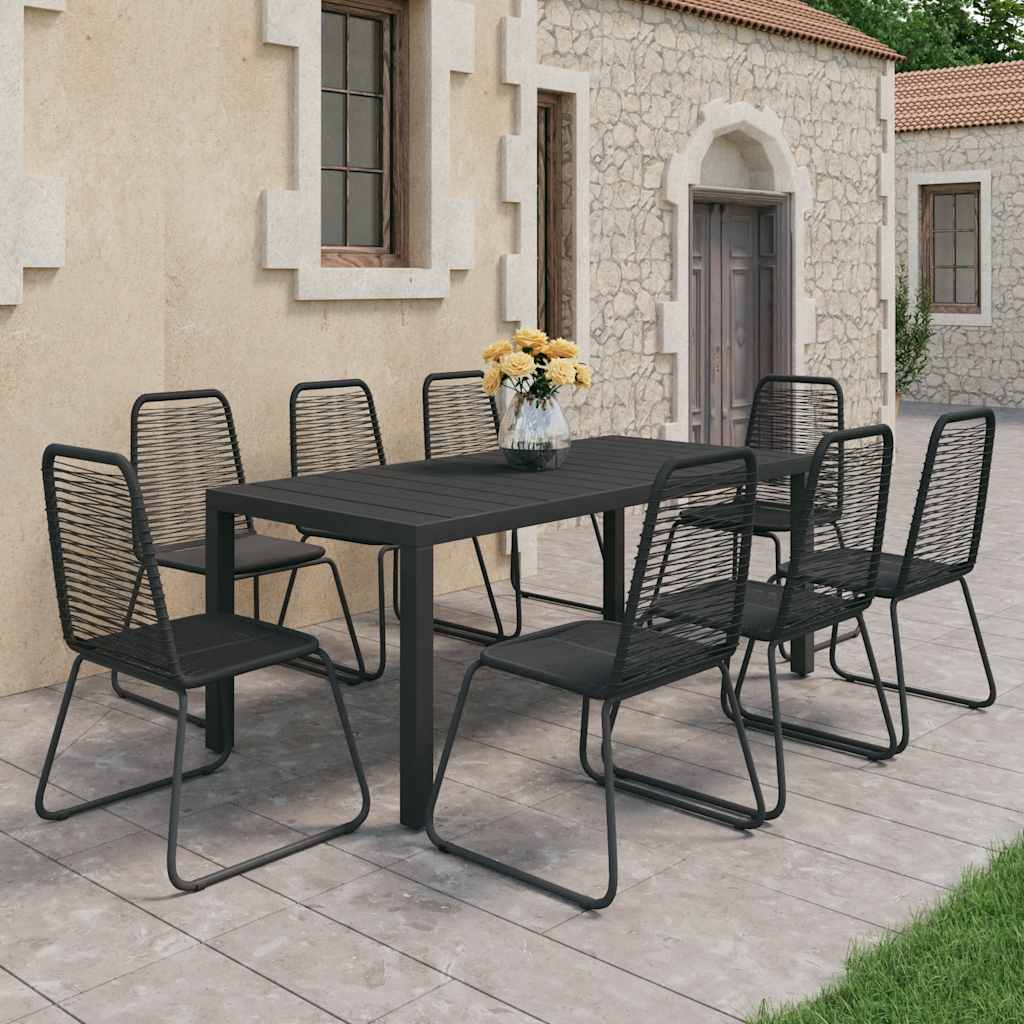 vidaXL 3-delige Tuinset PVC-rattan zwart