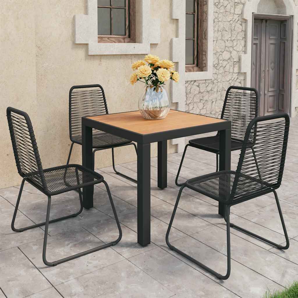vidaXL 3-delige Tuinset PVC-rattan zwart