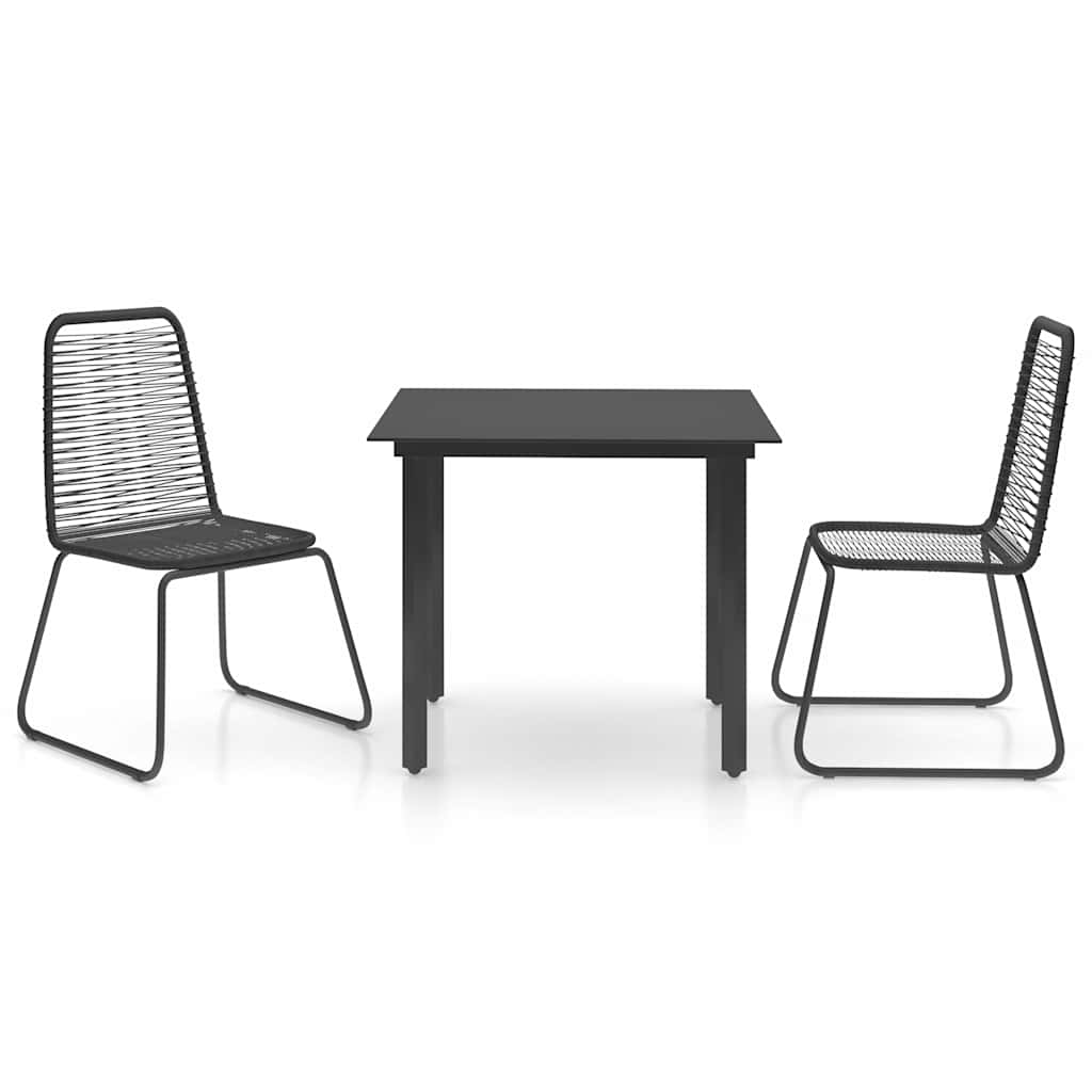 vidaXL 3-delige Tuinset PVC-rattan zwart