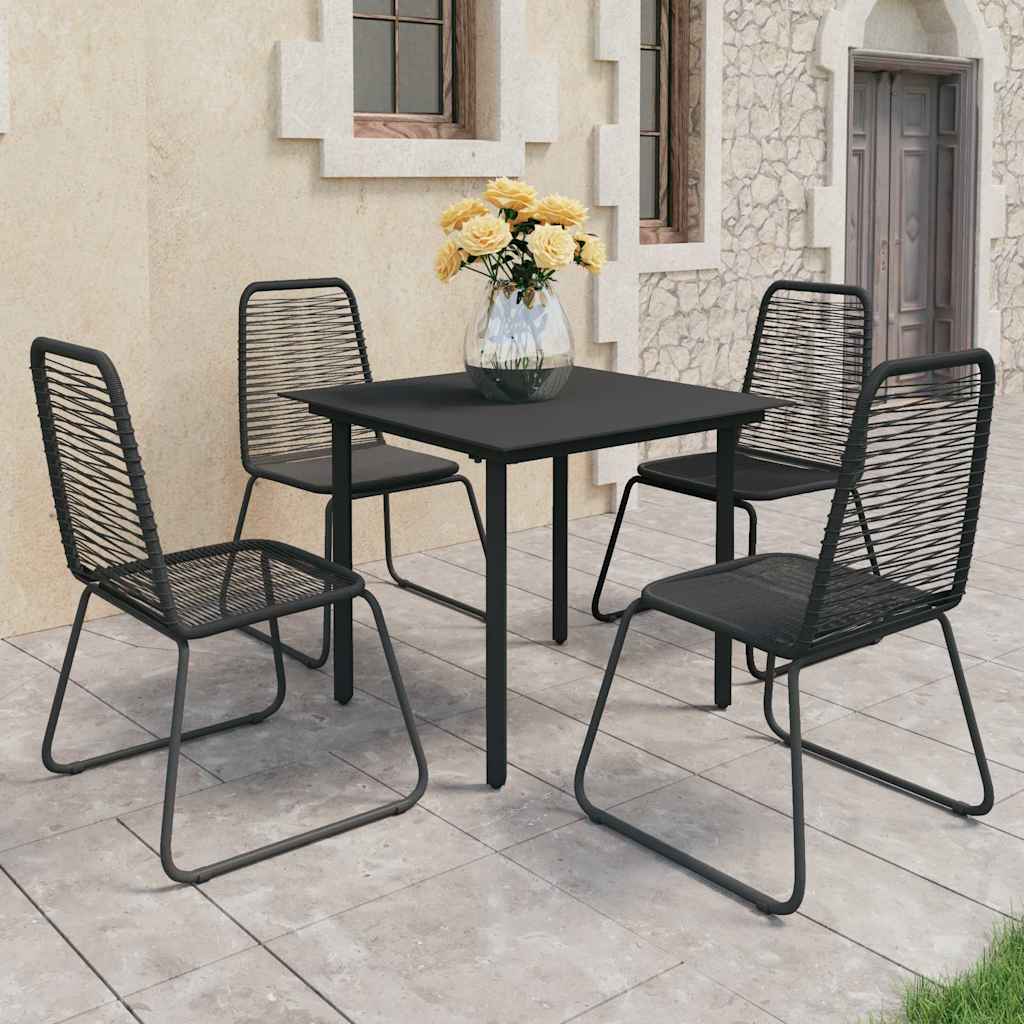 vidaXL 3-delige Tuinset PVC-rattan zwart