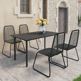 vidaXL 3-delige Tuinset PVC-rattan zwart