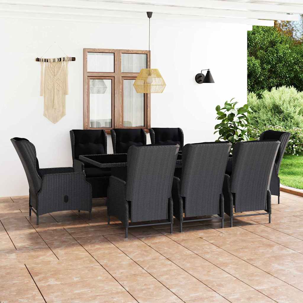 vidaXL 7-delige Tuinset met kussens poly rattan donkergrijs